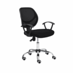Silla Secretarial de Altura Negra Ajustable Tela Base Giratoria