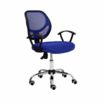 Silla Secretarial de Altura Azul Ajustable Tela Base Giratoria