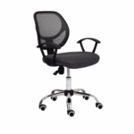 Silla Secretarial de Altura Gris Ajustable Tela Base Giratoria