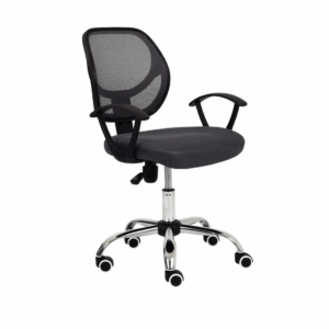 Silla Secretarial de Altura Gris Ajustable Tela Base Giratoria