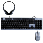 Kit Alámbrico Perfect Choice 3en1 Teclado-Mouse-Diadema para Oficina Color Azul