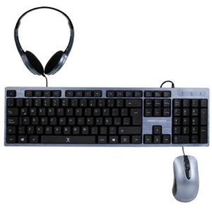 Kit Alámbrico Perfect Choice 3en1 Teclado-Mouse-Diadema para Oficina Color Azul